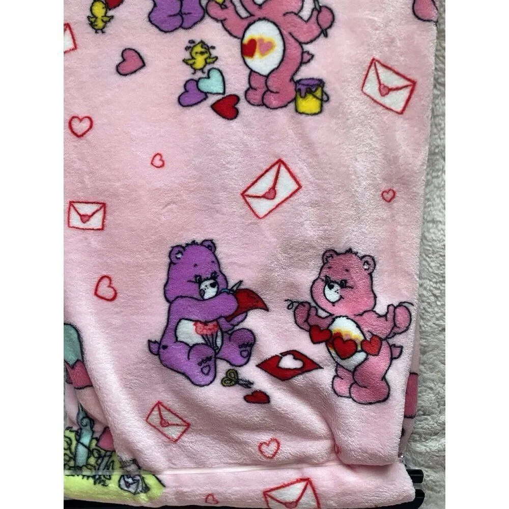 Care Bears Love A Lot Bear Throw Blanket 50 X 70”‎ Valentines Love Letters NEW